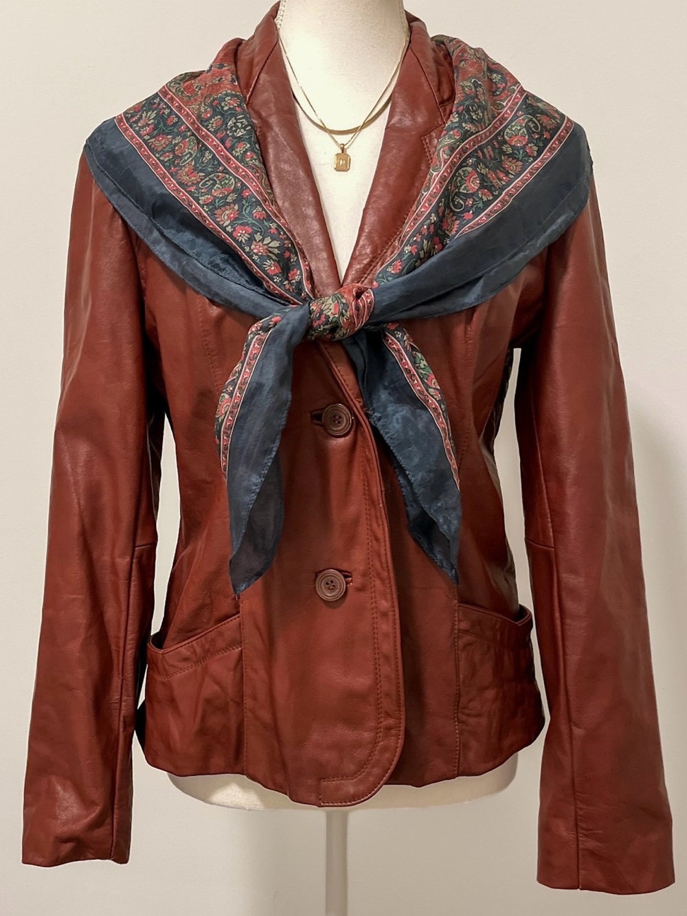 Vintage 80s Berman’s Red Brown Leather Blazer Jacket